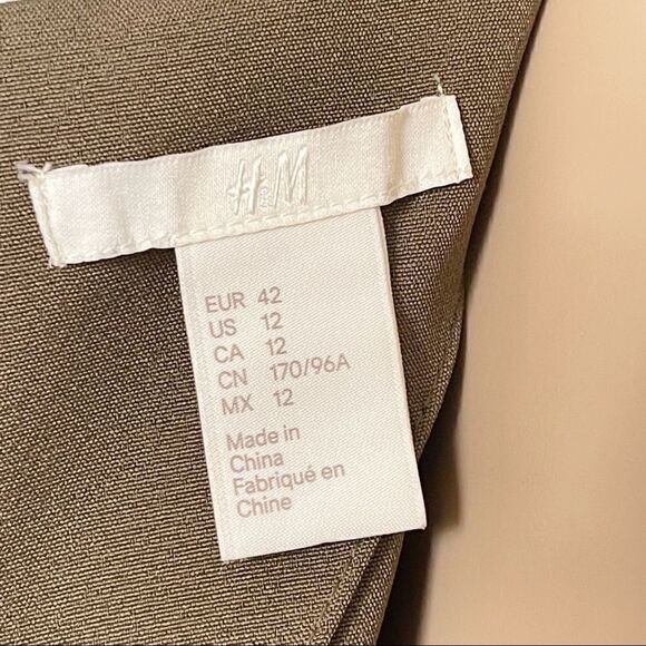 H&M Olive Green Scoop Neck Dress Size 12 - Picture 5 of 9